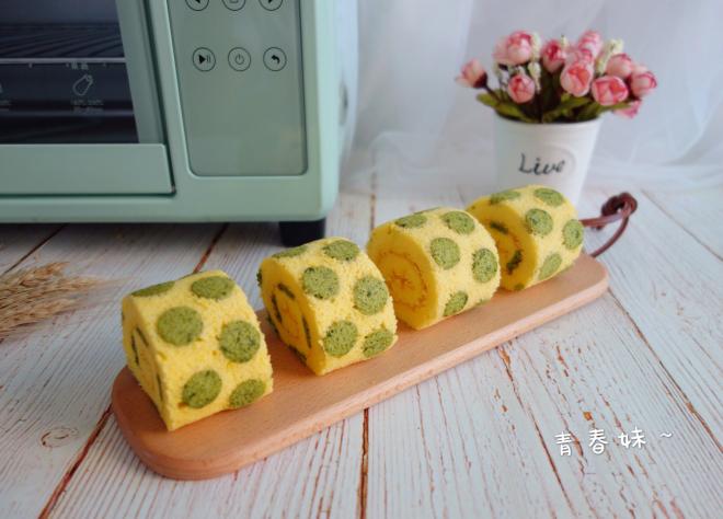 波点抹茶蛋糕卷