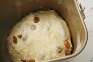 葡萄干提前用朗姆酒浸泡过，然后沥干水分，加入到面团里，揉均匀就可以。放在温暖湿润的地方开始发酵。