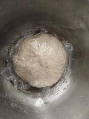 揉成一块粗糙的面团，用保鲜膜包好，醒面1小时。