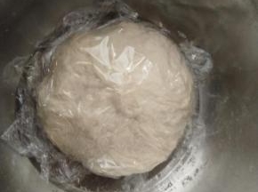 揉成一块粗糙的面团，用保鲜膜包好，醒面1小时。