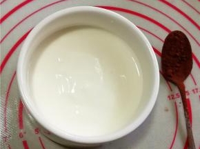 准备好自制酸奶和可可粉
