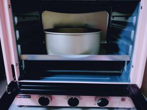 将模具放入烤箱中，启动烤箱发酵模式进行二次发酵。