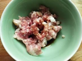 肉沫加适量调料搅拌均匀