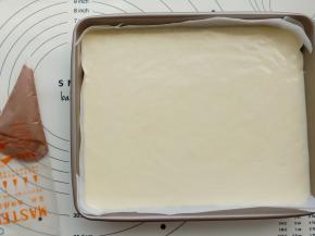 把蛋糕糊倒入阳晨11寸深烤盘中（震几下烤盘），留一点点糊在盆中加入少许可可粉搅拌均匀，放进裱花袋中。