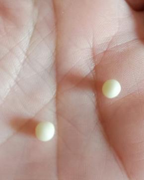 搓两粒半粒黄豆的圆面团，大小一致