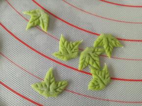 用刮板压出叶子的纹理来