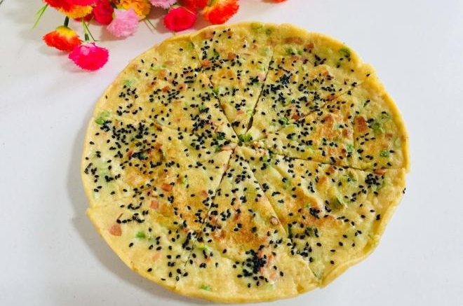 豇豆鸡蛋火腿黑芝麻早餐饼