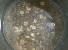 然后一起放入压力锅，加上冰糖，煮45分钟左右。