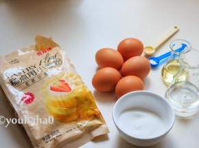 准备齐全所用的材料，所有的材料都要称量，温水用40度左右的水，植物油不要用味道比较大的花生油、橄榄油等，用无味的植物油就OK。
