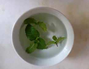 薄荷叶用清水洗净。