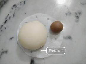 主材料拌均，揉成光滑面团。分出10克的面团揉入可可粉。