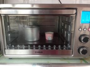 将模具放在烤盘上，放进已经提前预热好上火150度，下火155度的烤箱，烘烤36分钟左右（烤箱温度仅供参考）