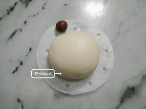 把主材料拌匀后，揉成光滑面团。取出5克白面团揉入可可粉。  