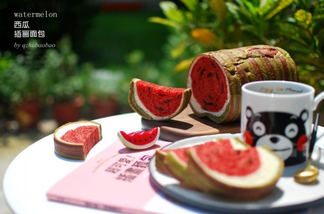 西瓜插画面包