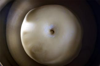 手指压进面团，不明显回弹即可。