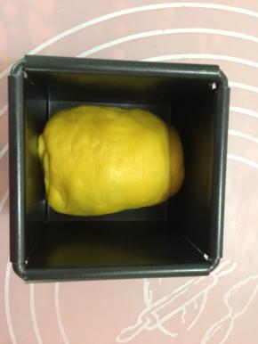 将卷好的面团放入吐司模中