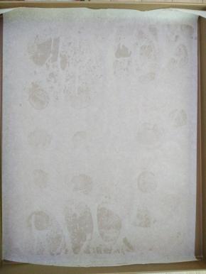 烤盘上喷水铺上油纸。此时上火180度下火160度预热烤箱。