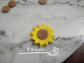 可可抹水沾到南瓜花上。