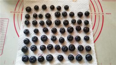 将蓝莓洗净用厨房纸吸收水分。
