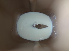 将牛奶加入提前冷冻过的面包机桶内