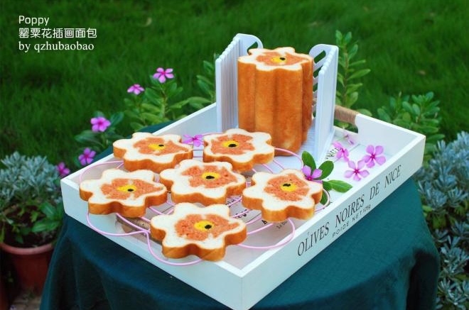 罂粟花插画面包