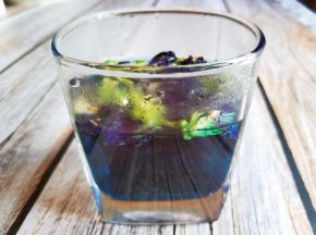 用开水冲泡蝶豆花