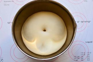 面团发酵到1.5-2倍大，手指沾面粉戳一个洞，不回缩、不塌陷，发酵完成

。