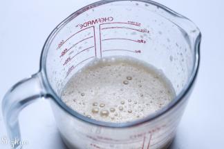 手动打至粗泡状态。