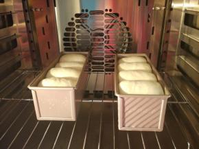 11.全部做好放入模具中发酵9分满模，烤箱提前预热170度中层，烤35分钟。