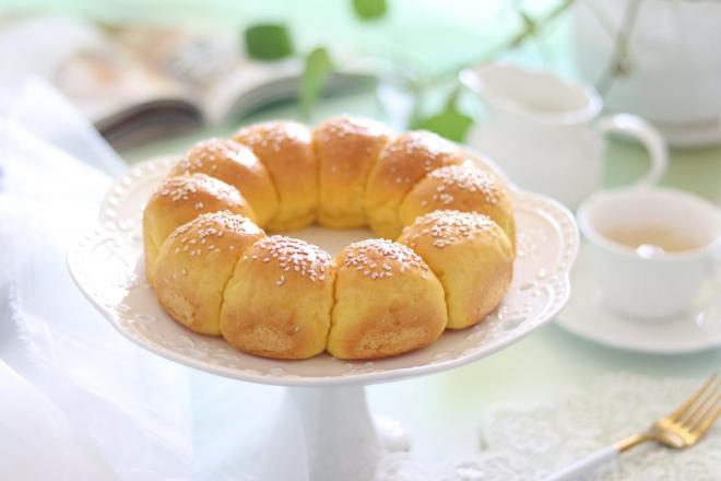 【新手面包】南瓜花环面包，无需整形也可以做出来