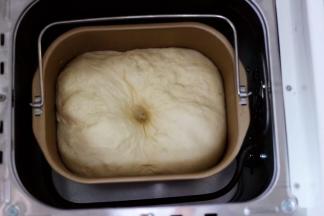 盖上面包盖子醒发面团，发酵好的面团用粘了面粉的手指戳一个洞，洞口不回缩不塌陷即可