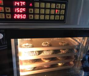 二发：放两杯热水，设置温度38度，大约20分钟，取出刷蛋液
烘烤：预热后，150度，20分钟