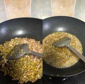 再放豇豆粒，混合好之后