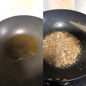 油锅热开，先炒肉末，