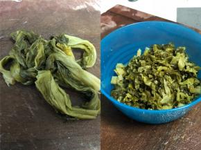 泡姜切丝，泡椒剁粒