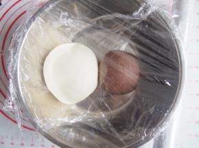 将揉好的面团放入容器中，盖上保鲜膜发酵至2倍大。