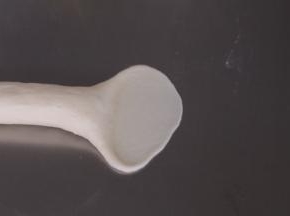 然后取一个，在右边头部用擀面杖压薄
