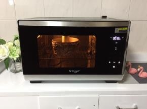 将面糊轻震出气泡后放入蒸烤箱下层，以150度60分钟烘焙（温度与时间只供参考）
