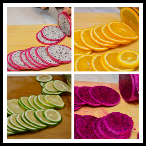 将水果切成约3mm厚的薄片。