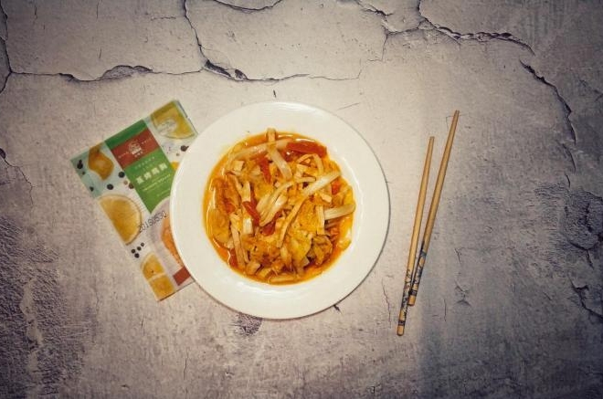 南瓜娃娃菜炒鸡丝