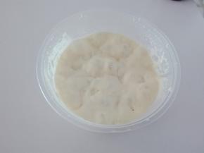 【波兰种酵头制作】A材料混合，冰箱冷藏发酵至高点（24小时左右），如图有大气泡。