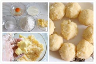 准备好椰蓉所需要的材料，除非黄油外的材料混一起，用手混合均匀，再加入黄油，充分融合，之后等分成9个椰蓉团，覆盖后待用。