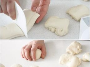 发酵好的面团取出，分成16等份约60g的面团，排气后揉圆静置20分钟。