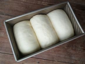 放入烤箱开启发酵模式进行二发（没有发酵模式的烤箱，可以在不通电的状态下放入一碗温水制造二发所需的温湿度），发酵至模具9分满