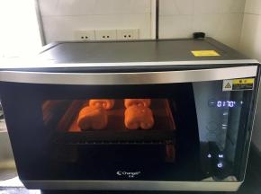 放入预热至170度的烤箱中层，上下火烘烤15分钟左右。因为我的烤箱是25L的，中层离上发热管太近，所以我放在最底层烘烤的。