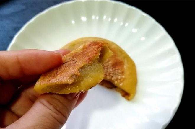 红薯绿豆沙糯米饼