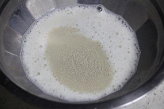 第一款： 1.牛奶➕酵母混合后放3分钟