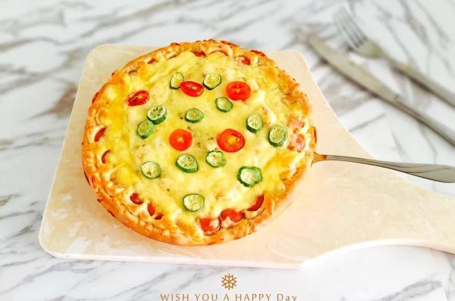 黑胡椒培根虾仁披萨