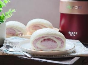 成品，颜色小清新，还带有淡淡甜味，松软可口。