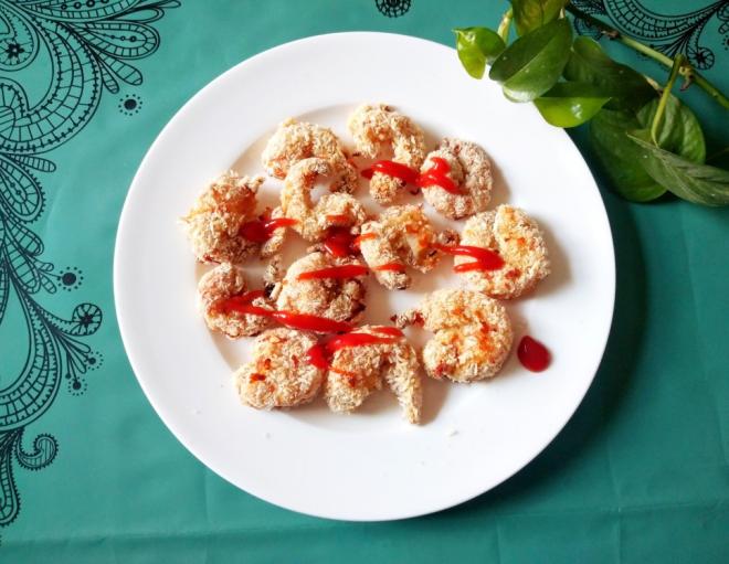 健康低脂无油烤大虾